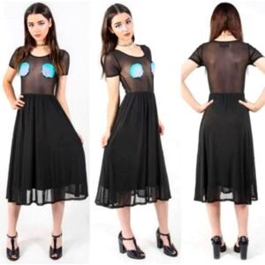 Iron Fist “Mermaid for Life” Dress – Black Mesh Maxi, Seashell Details, NWT 4X